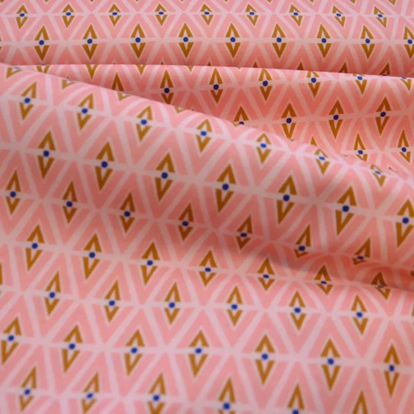 Popelín algodón orgánico Tela rombos rosa y ocre Tela patchwork Tela estampada Algodón orgánico GOTS Tela Cloud9 Fabrics Mercería online Tela para coser Tela para camisas Tela para vestidos