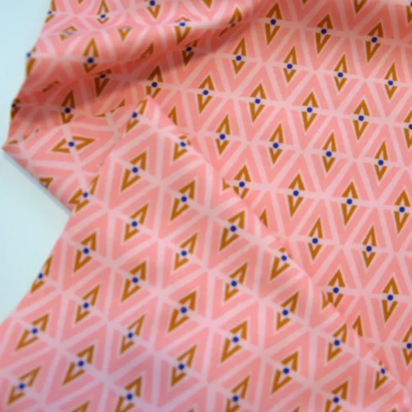 Popelín algodón orgánico Tela rombos rosa y ocre Tela patchwork Tela estampada Algodón orgánico GOTS Tela Cloud9 Fabrics Mercería online Tela para coser Tela para camisas Tela para vestidos