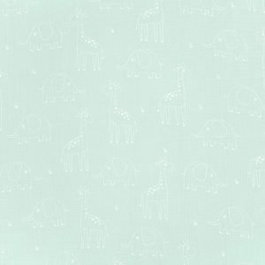 Muselina jirafas y elefantes menta