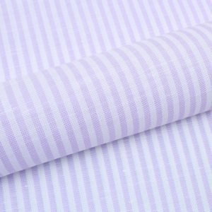 Tela de lino algodón rayas lila y blanco