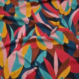 Viscosa con estampado de hojas de colores