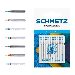 Pack 10 agujas máquina de coser universales, cuero, jersey y microtex - Schmetz