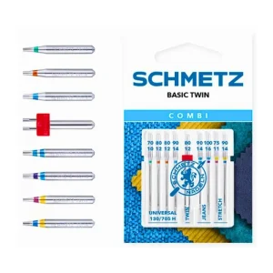Pack 9 agujas máquina de coser universales, gemela, jeans y strech - Schmetz