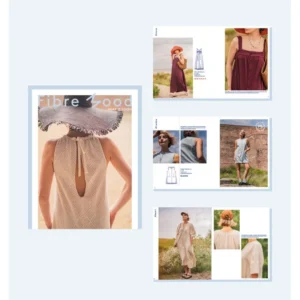 Portada de la revista de patrones de costura Fibre Mood 39, mostrando modelos con prendas de verano, estilo boho, telas fluidas y siluetas relajadas.